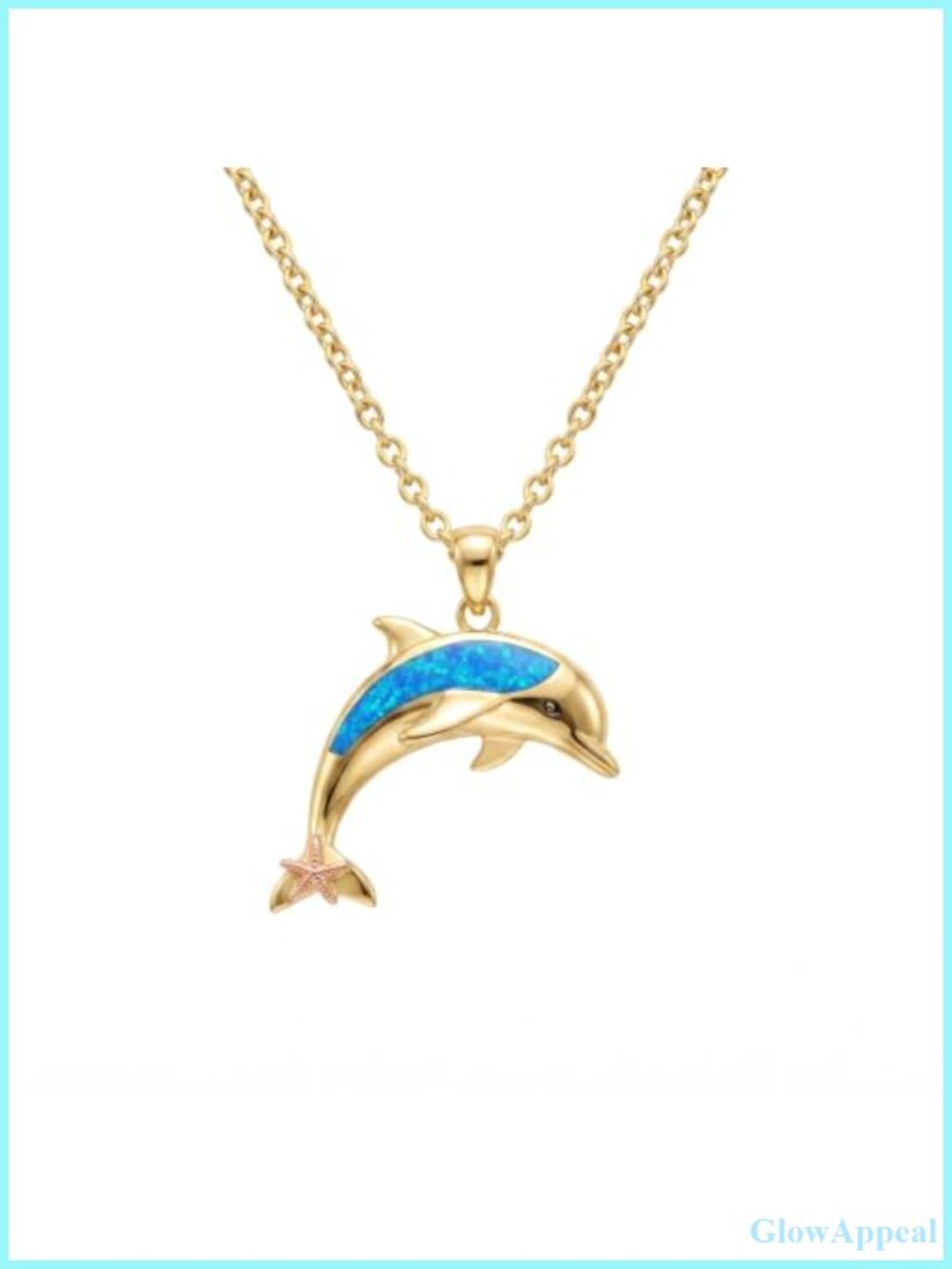14K Gold Plated Opal Dolphin Pendant Necklace Sea Ocean Animal Jewelry